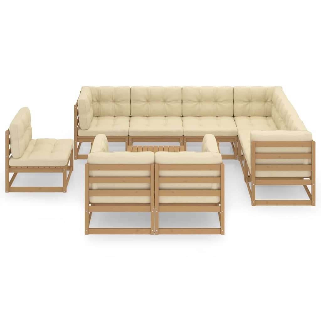 Set Salotto Giardino e Cuscini 10 pz Legno Massello Pino Ambra vidaXL