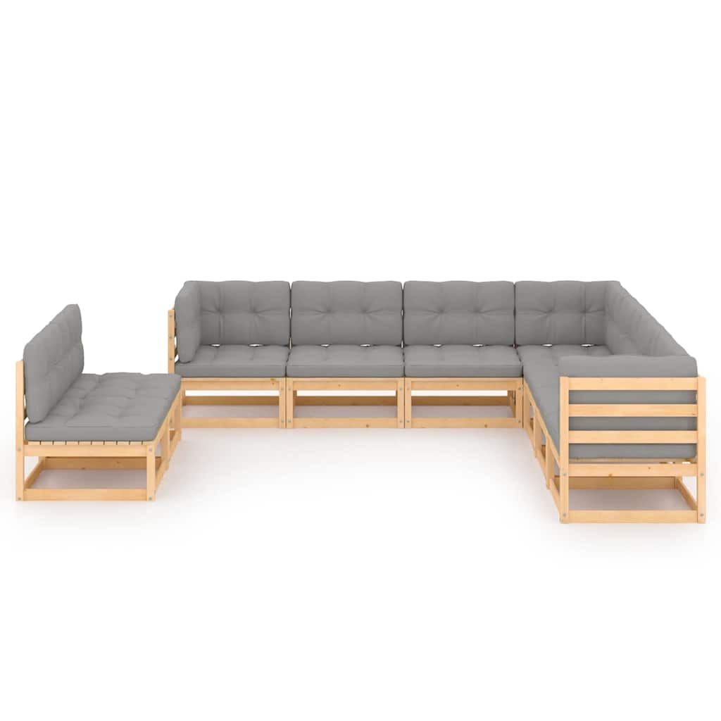 Set Salotto Giardino 9 pz Cuscini Antracite Legno Massello Pino vidaXL