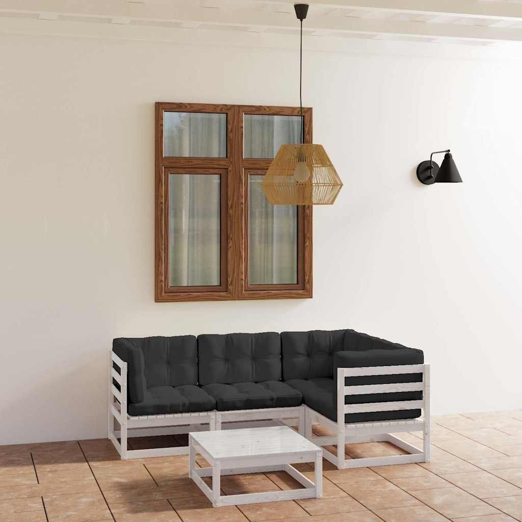 Set Divani da Giardino 5 pz con Cuscini Legno Massello di Pino vidaXL