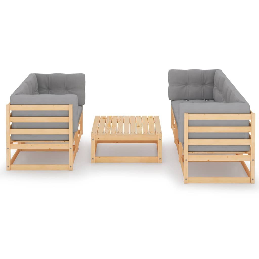 Set Divani da Giardino 6 pz con Cuscini Legno Massello di Pino vidaXL