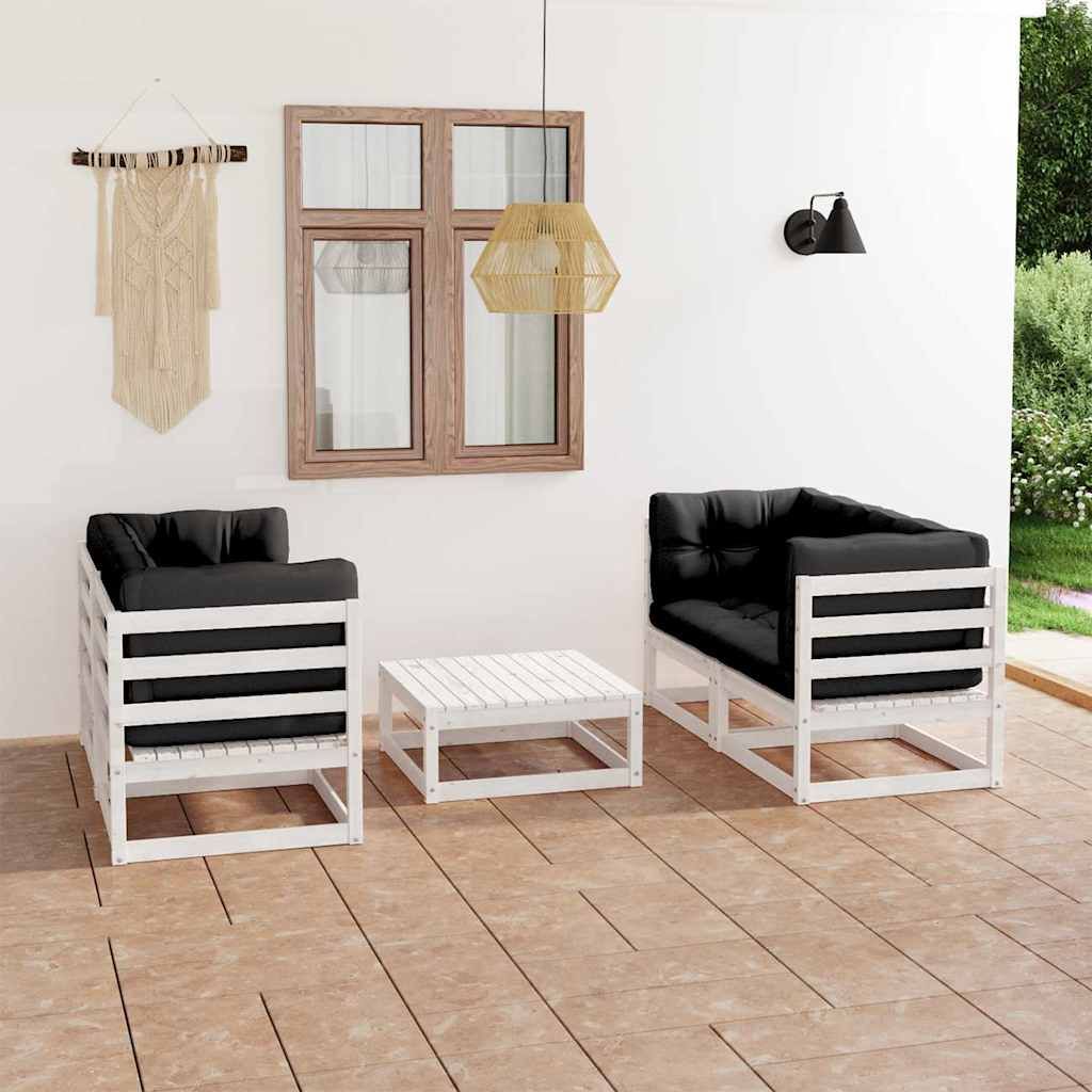 Set Divani da Giardino 5 pz con Cuscini Legno Massello di Pino vidaXL