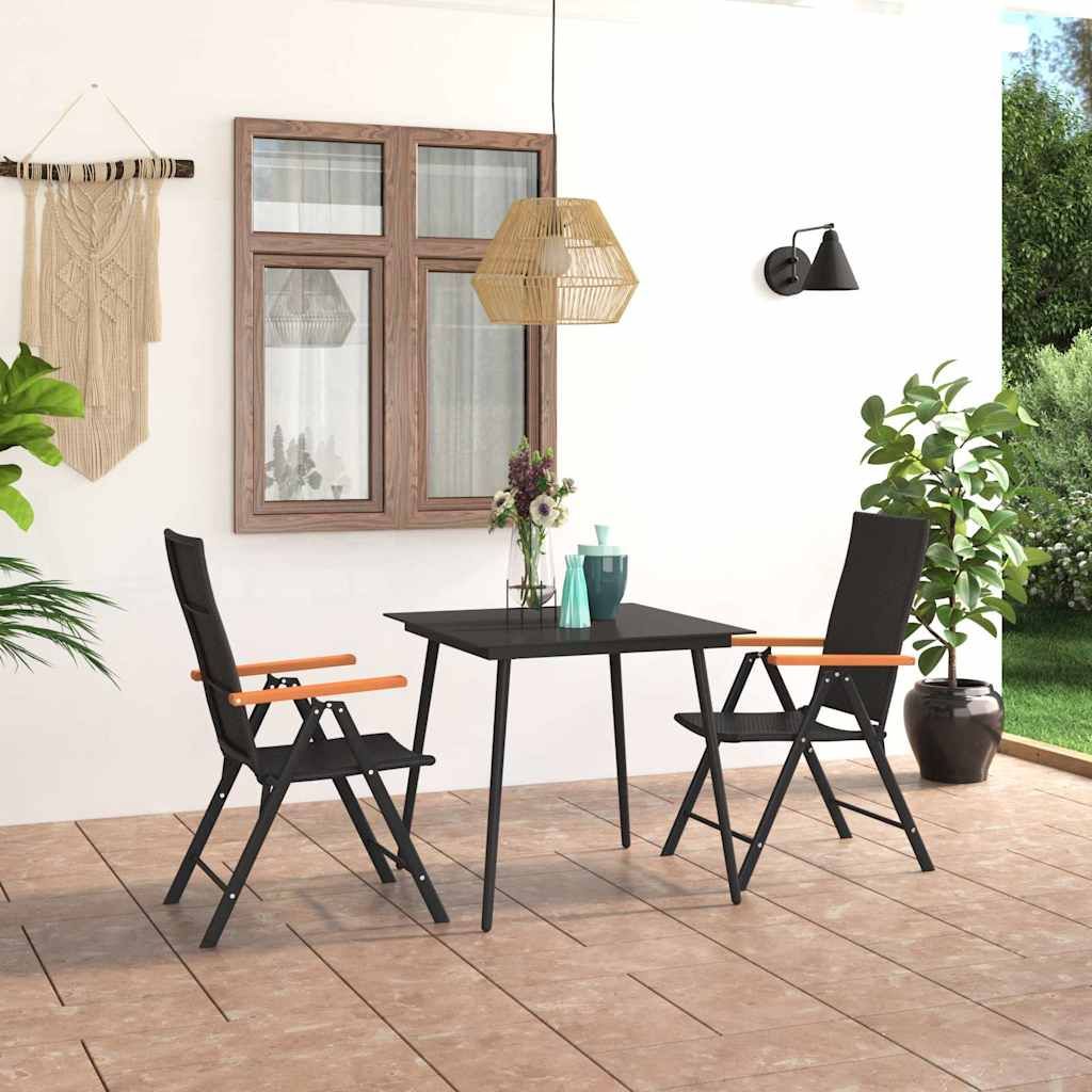 Set da Pranzo da Giardino 3 pz Nero e Marrone vidaXL