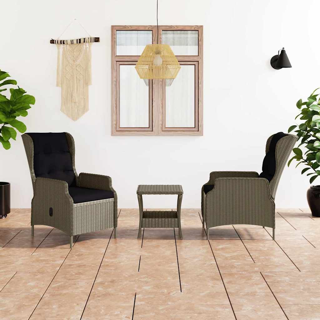 Set Divani da Giardino 3 pz con Cuscini in Polyrattan Marrone vidaXL