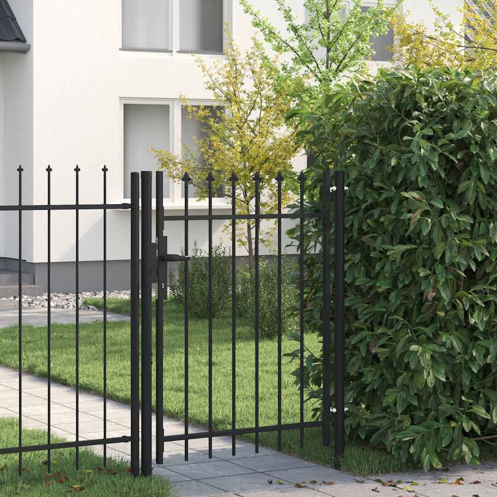 Cancello per recinzione BOXTEL porta singola con punta in acciaio 1x1,2 m Nero vidaXL