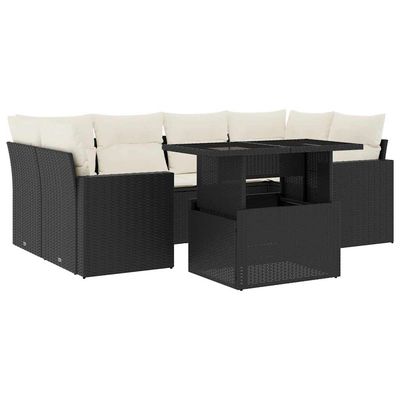 Set Divani da Giardino con Cuscini 7pz Nero Polyrattan vidaXL