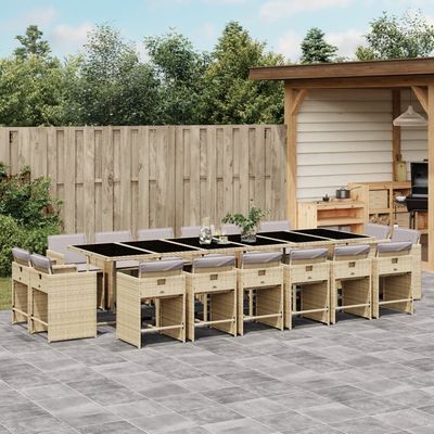 Set Pranzo da Giardino 17 pz con Cuscini Beige Misto Polyrattan vidaXL