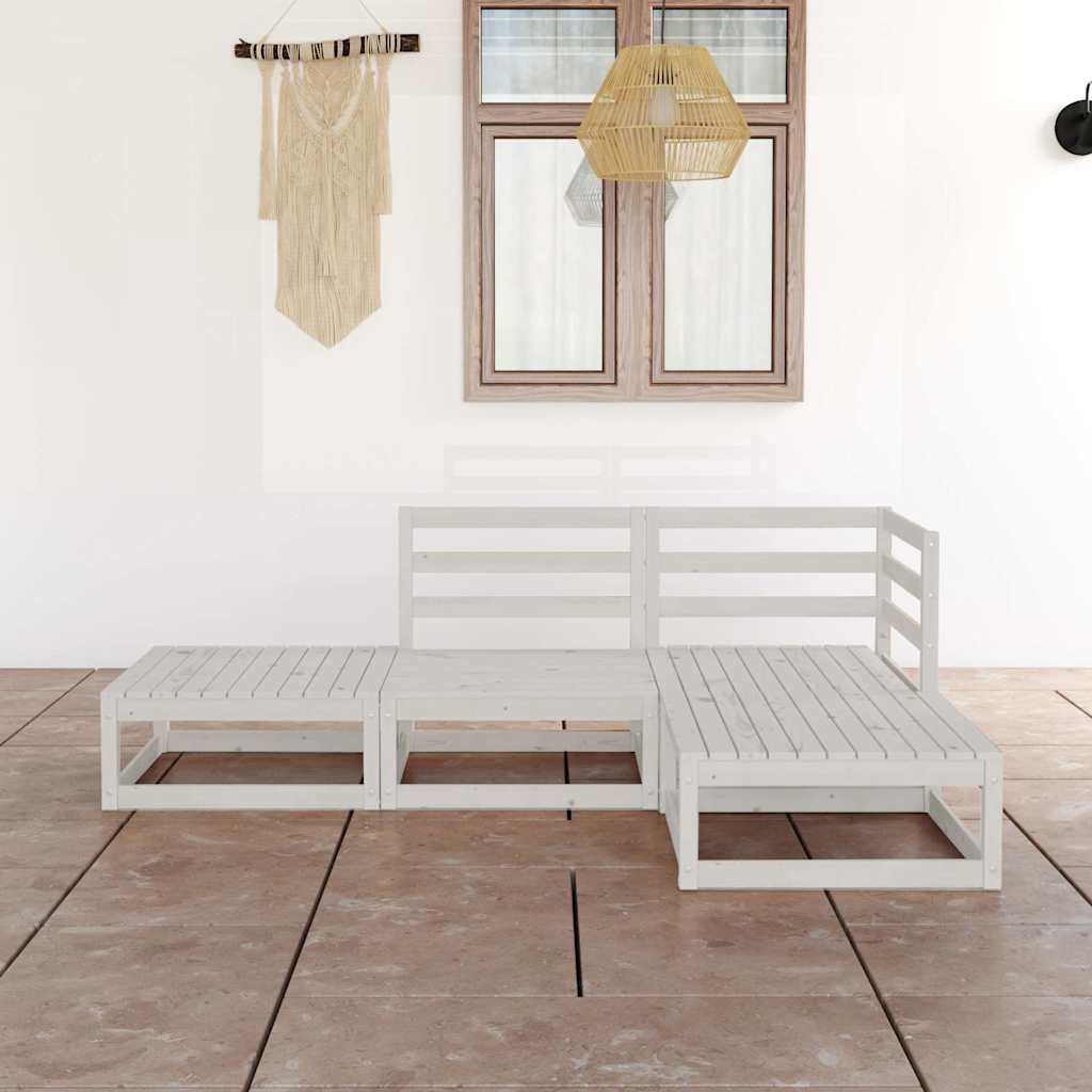 Set Divani da Giardino 4 pz Bianco in Legno Massello di Pino vidaXL