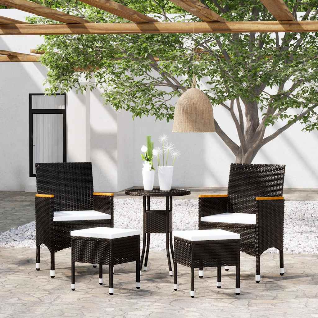 Set Divani da Giardino 5 pz in Polyrattan Nero vidaXL