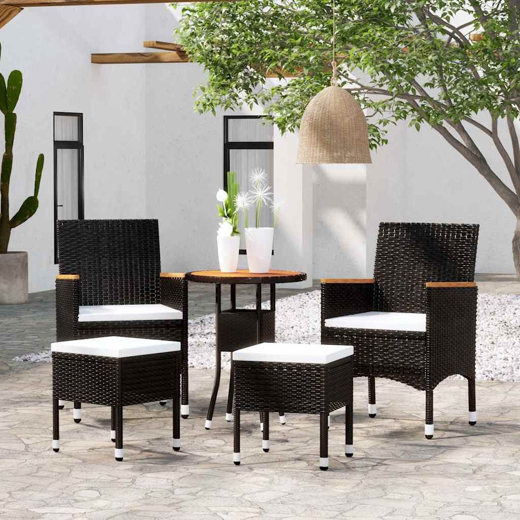 Set Salotto da Giardino 5 pz in Polyrattan Nero vidaXL