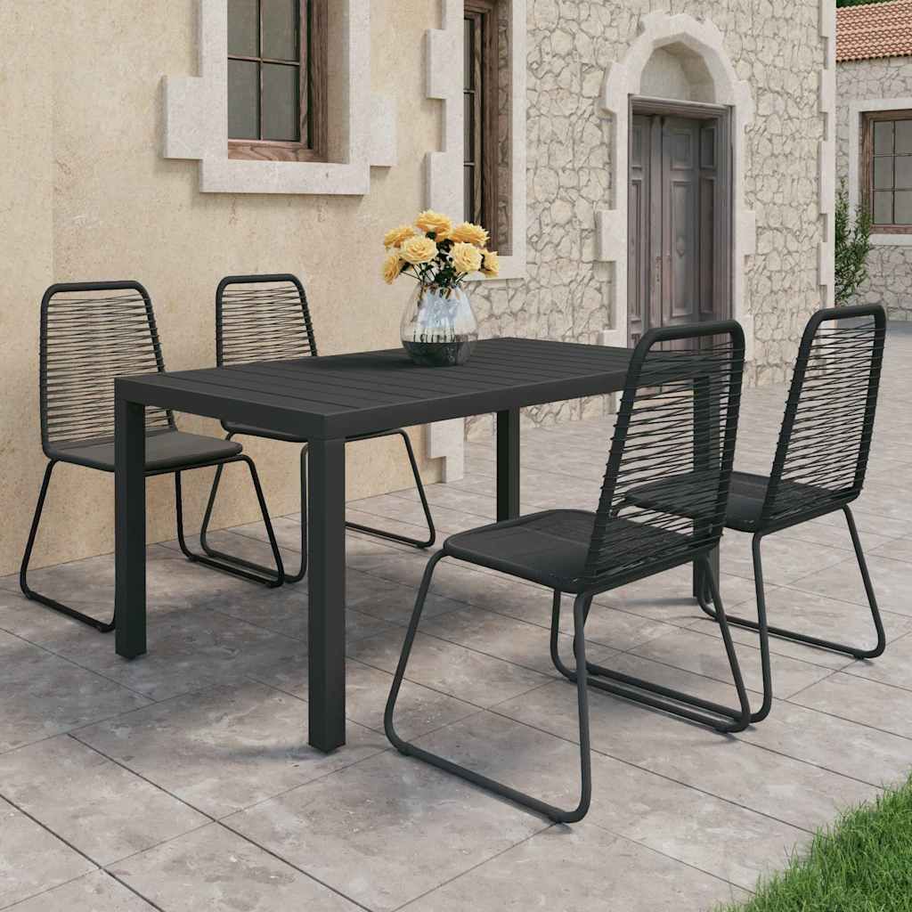 Set da Pranzo da Giardino 5 pz in Rattan PVC Nero vidaXL