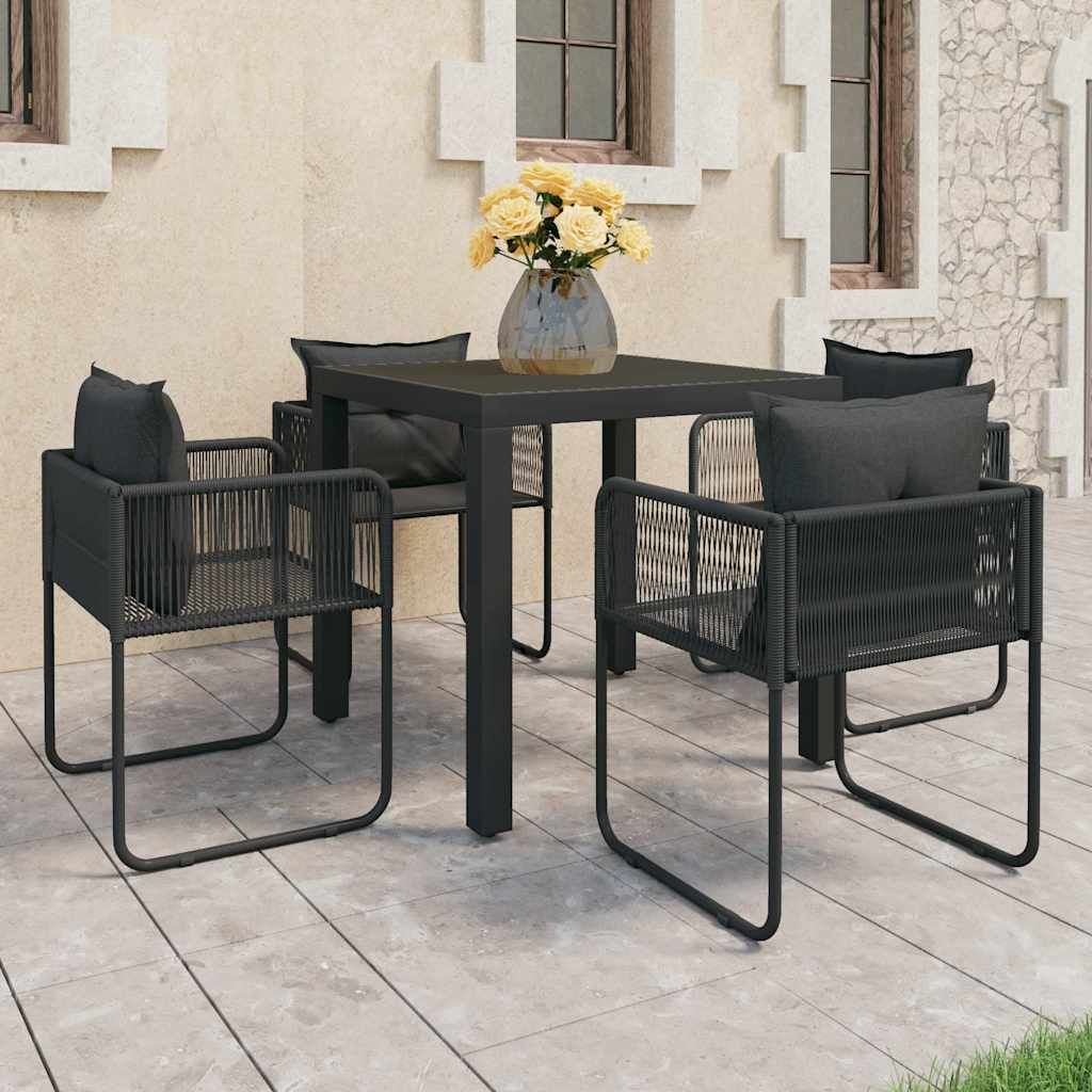 Set da Pranzo da Giardino 5 pz in Rattan PVC Nero vidaXL