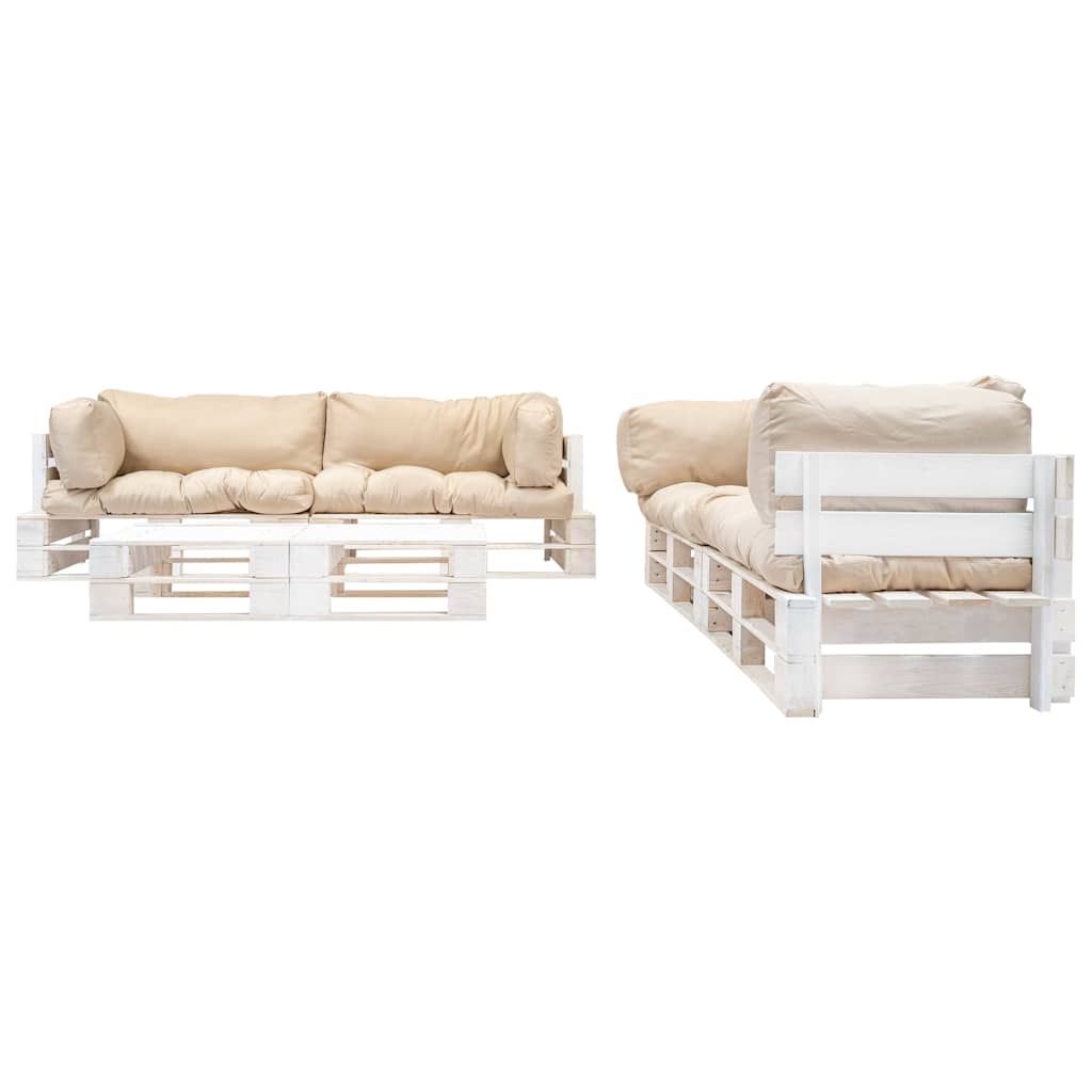 Set Divani da Giardino Pallet 6 pz con Cuscini Sabbia in Legno vidaXL