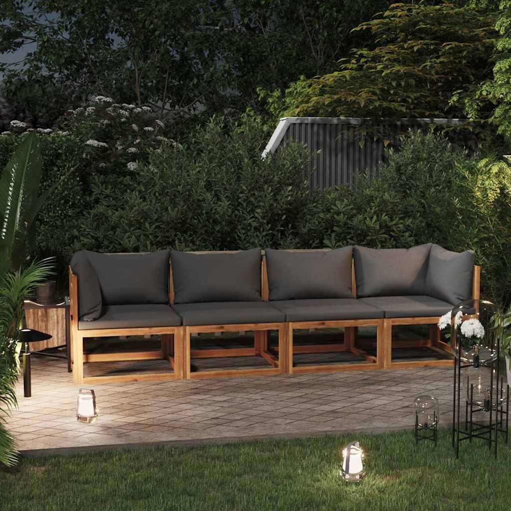 Divano da Giardino a 4 Posti con Cuscino in Legno di Acacia vidaXL