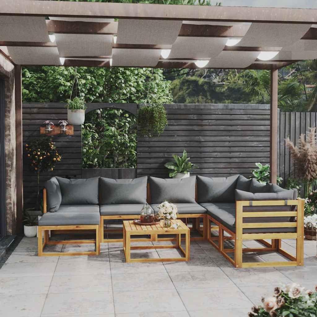 Set Divani da Giardino 8 pz con Cuscini in Massello di Acacia vidaXL