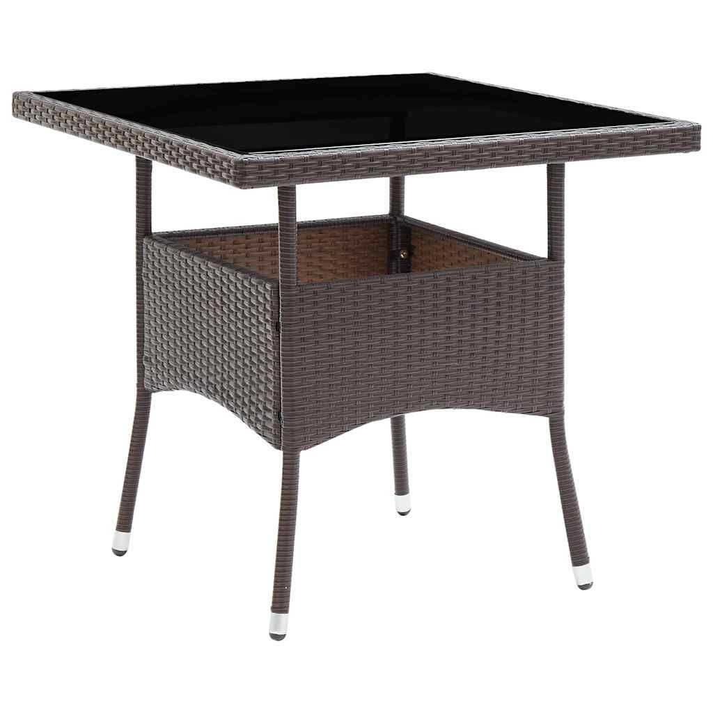 Set da Pranzo da Giardino 3 pz Marrone in Polyrattan e Vetro vidaXL