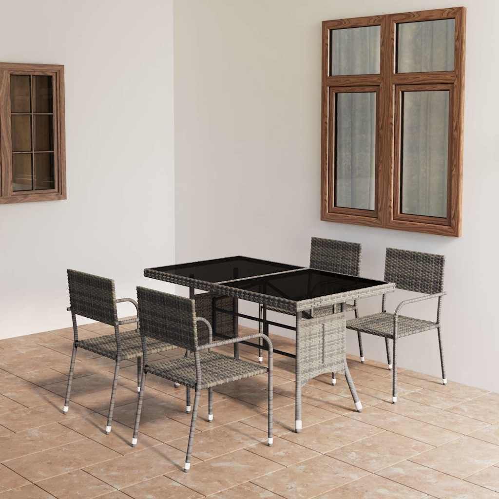 Set Mobili da Pranzo Giardino 5 pz Polyrattan Antracite Grigio vidaXL
