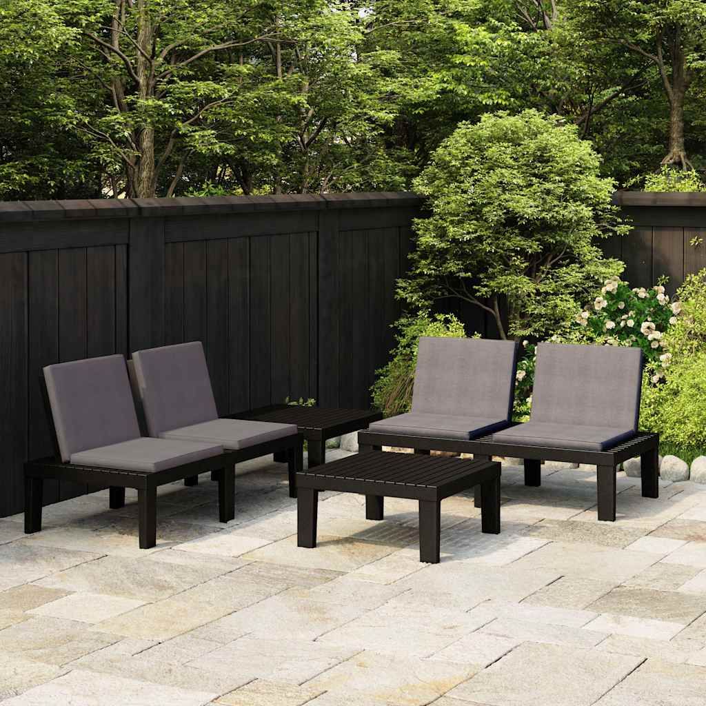 Set Divani da Giardino con Cuscini 4 pz in Plastica Grigio vidaXL