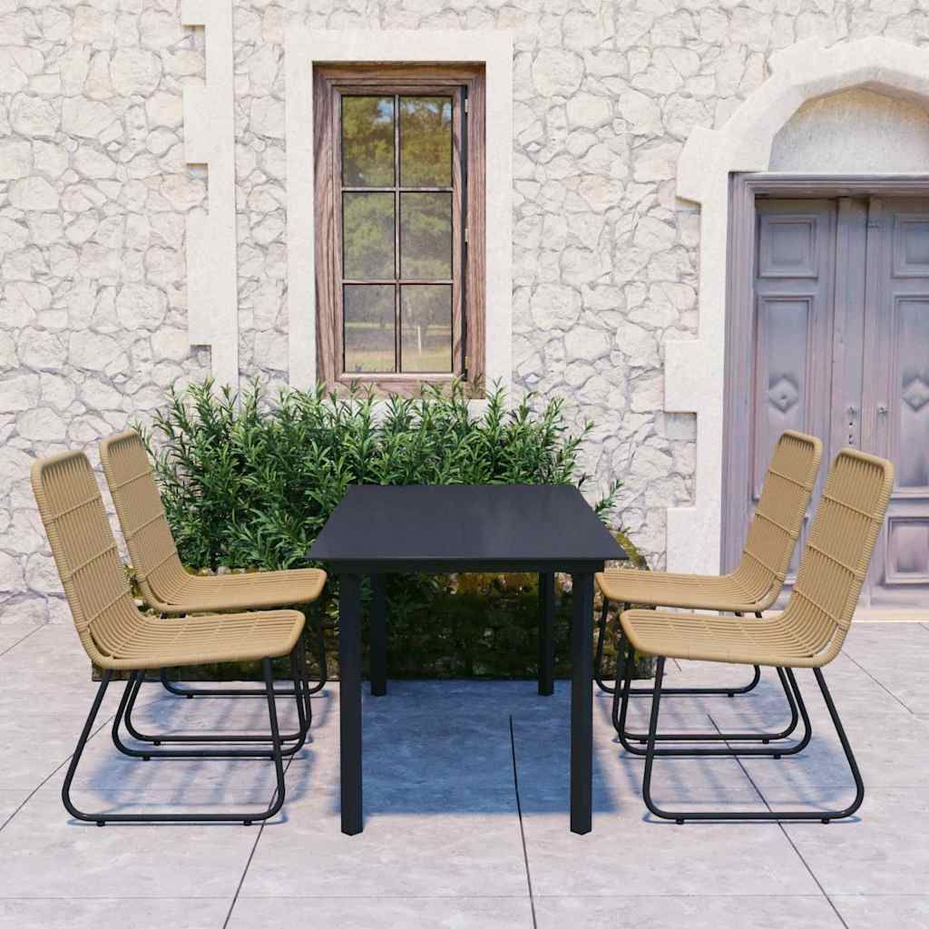 Set da Pranzo da Giardino 5 pz in Polyrattan e Vetro vidaXL