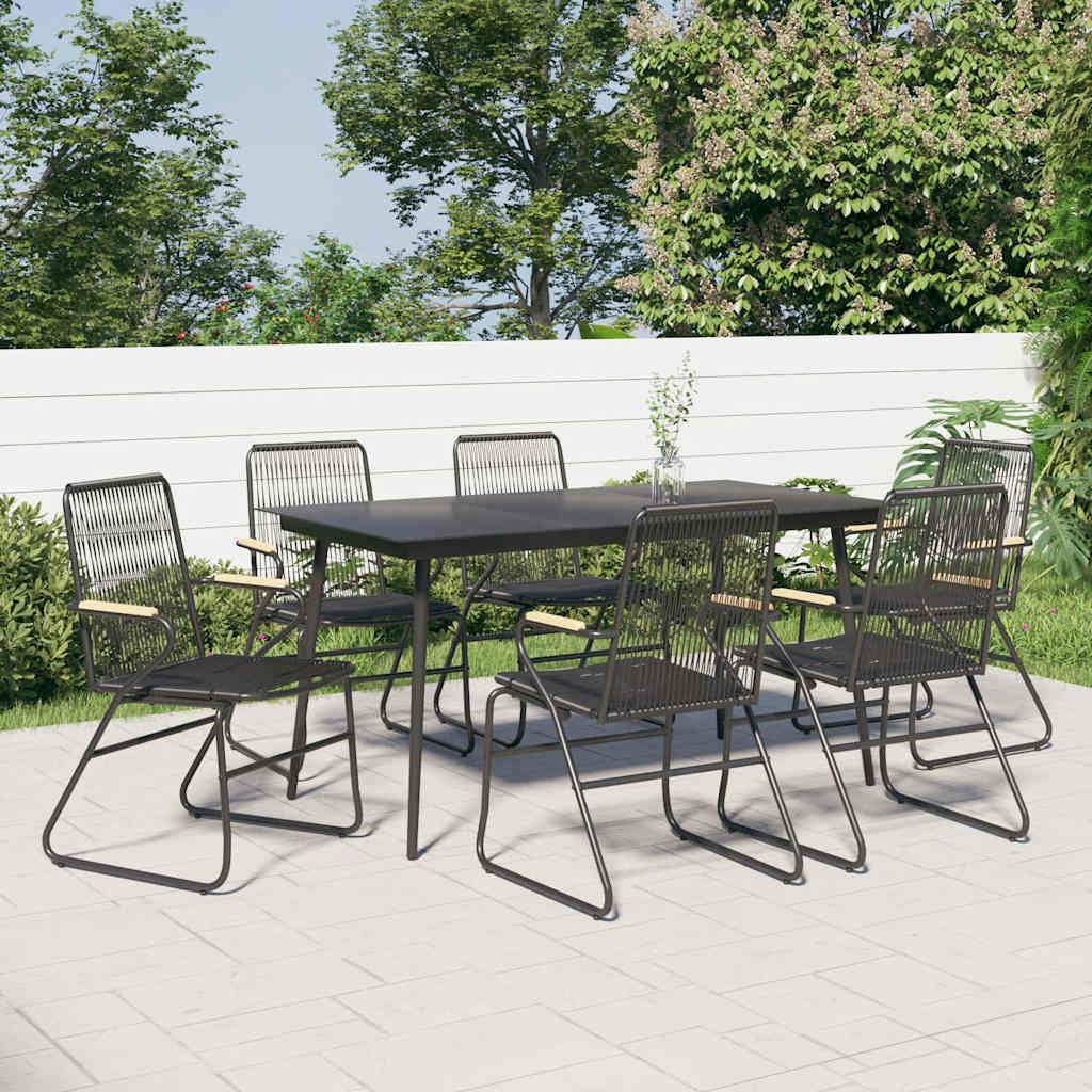 Set da Pranzo da Giardino 7 pz Nero in Rattan PVC vidaXL
