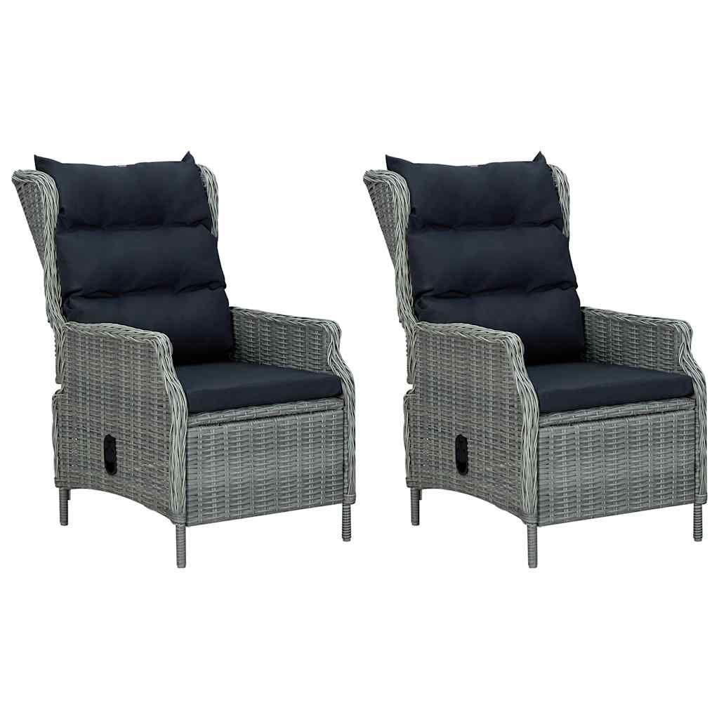 Set Pranzo da Giardino 9pz con Cuscini Polyrattan Grigio Chiaro vidaXL