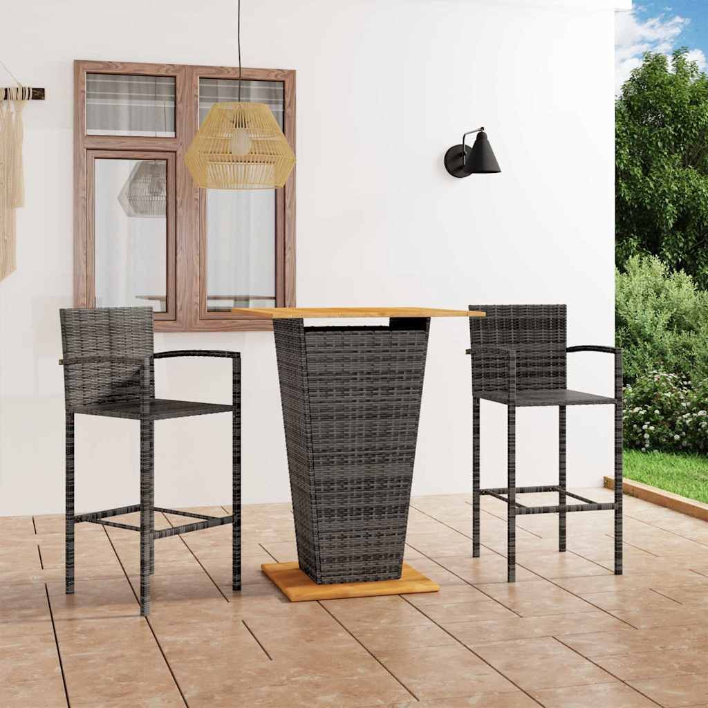 Set Bar da Giardino 3 pz Grigio vidaXL