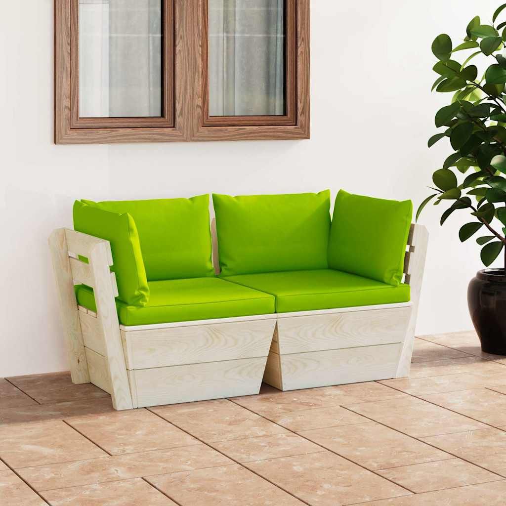 Divano da Giardino a 2 Posti su Pallet con Cuscini Legno Abete vidaXL