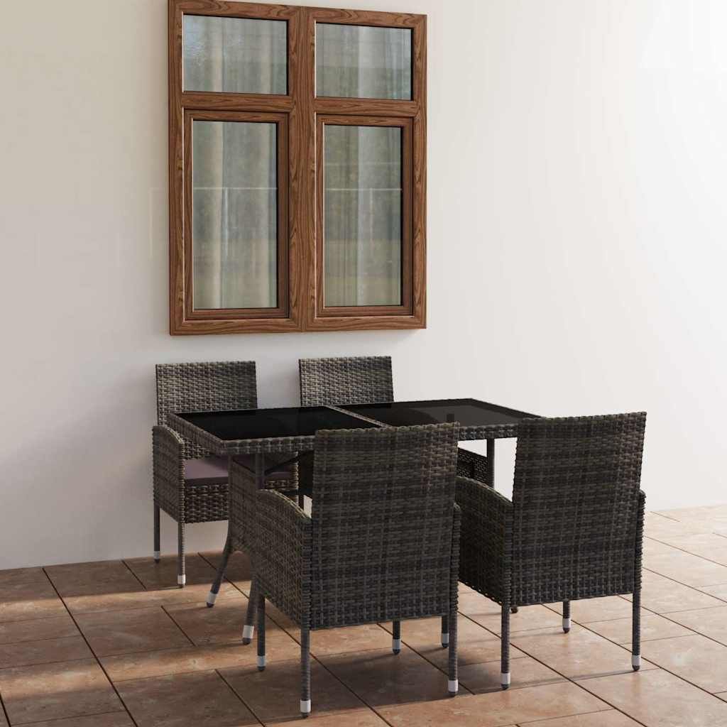 Set Mobili da Pranzo Giardino 5 pz Polyrattan Antracite Grigio vidaXL