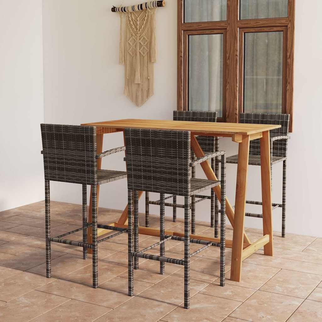 Set Bar da Giardino 5 pz Grigio vidaXL