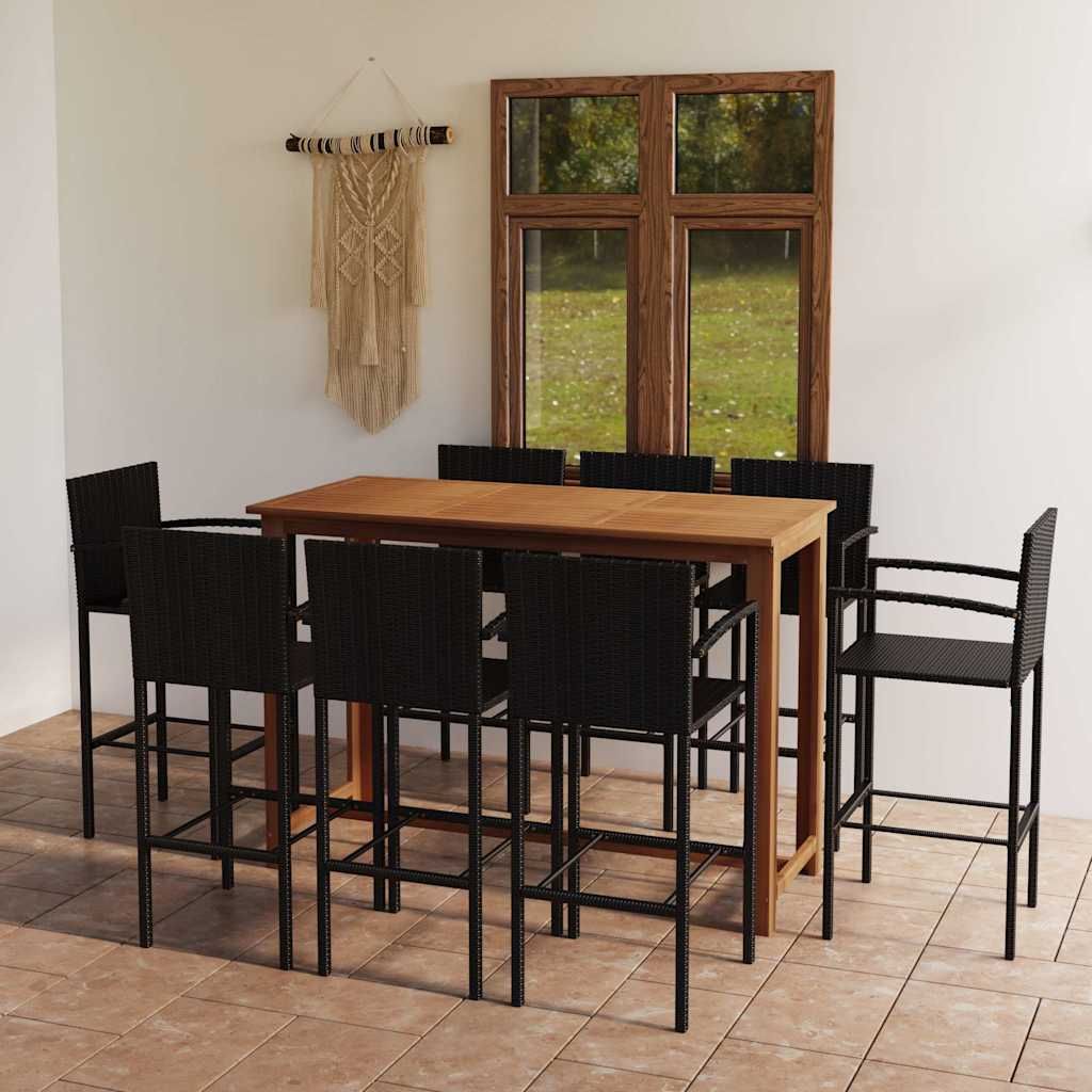 Set Bar da Giardino 9 pz Nero vidaXL