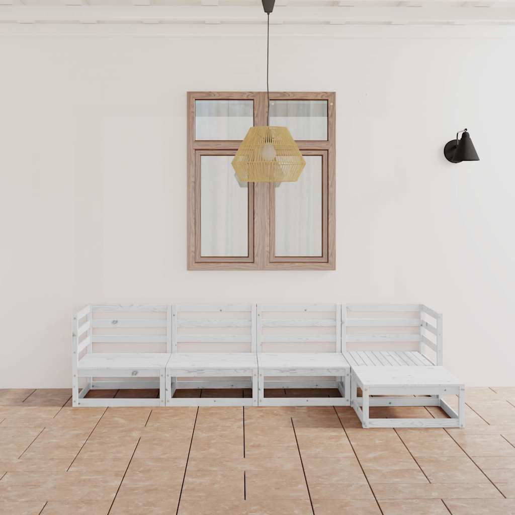 Set Divani da Giardino 5 pz Bianco in Legno Massello di Pino vidaXL