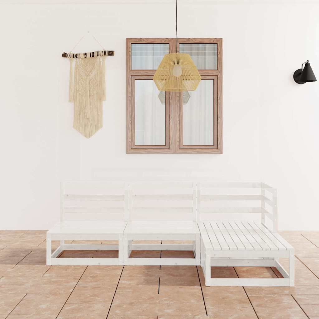 Set Divani da Giardino 4 pz Bianco in Legno Massello di Pino vidaXL