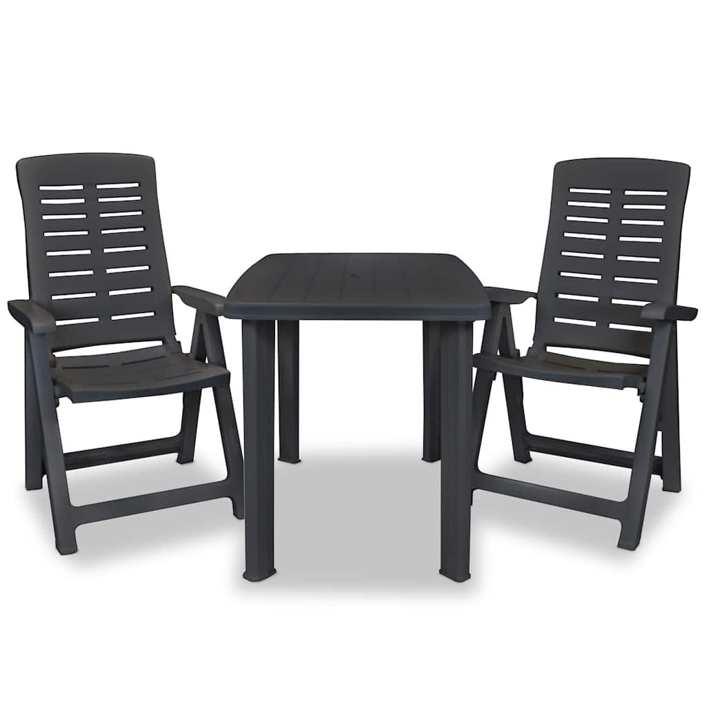 Set da Bistrot 3 pz in Plastica Antracite vidaXL