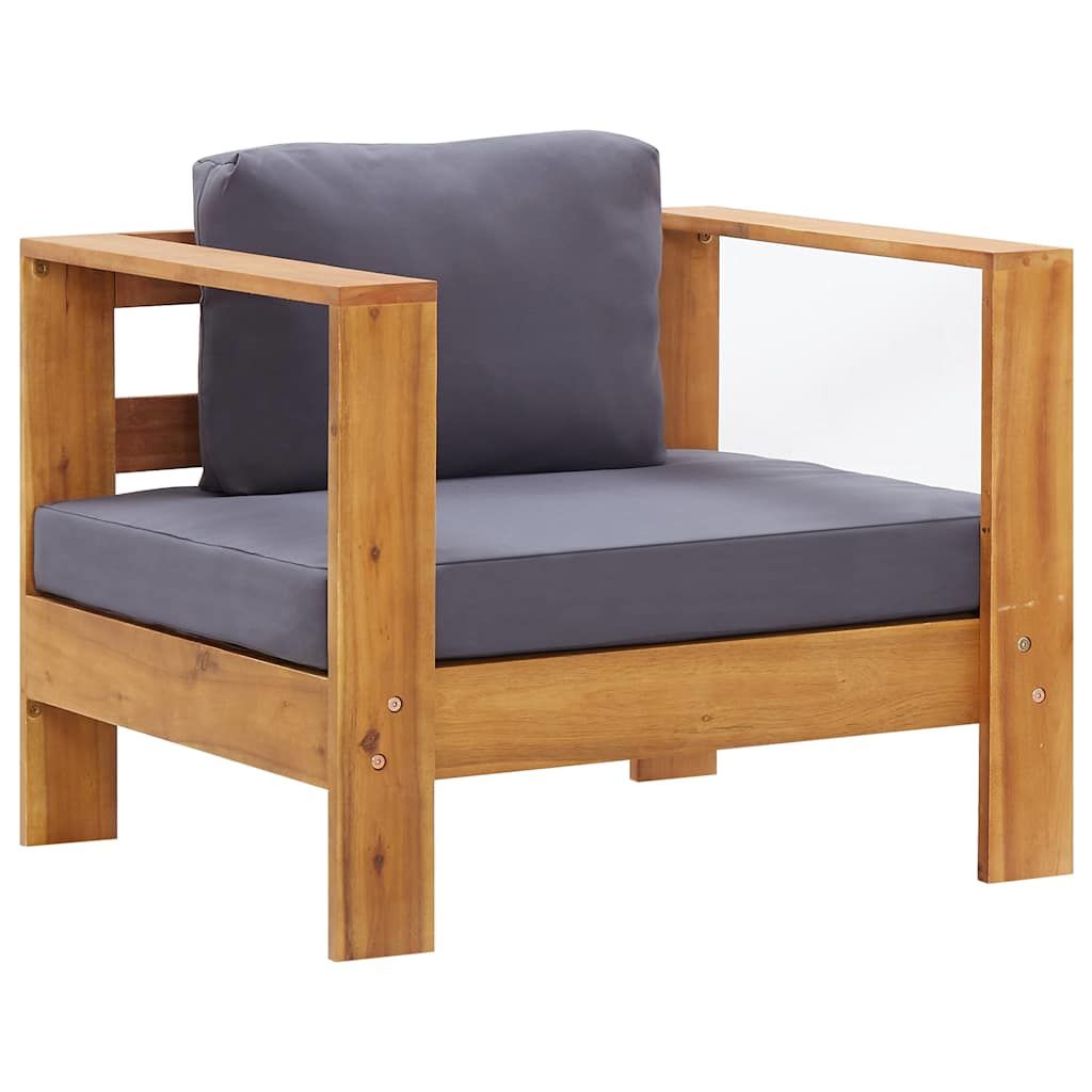 Set Divani da Giardino 4 pz con Cuscini Grigio Legno di Acacia vidaXL