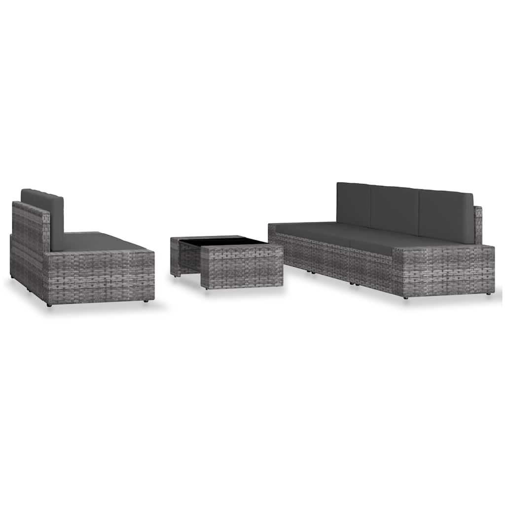 Set Divani da Giardino 6 pz in Polyrattan Grigio vidaXL