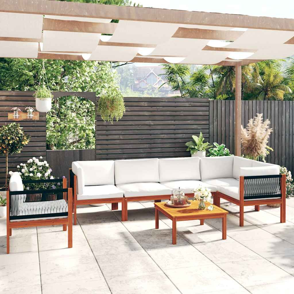 Set da giardino 7 pezzi con cuscini crema 63x63 cm vidaXL