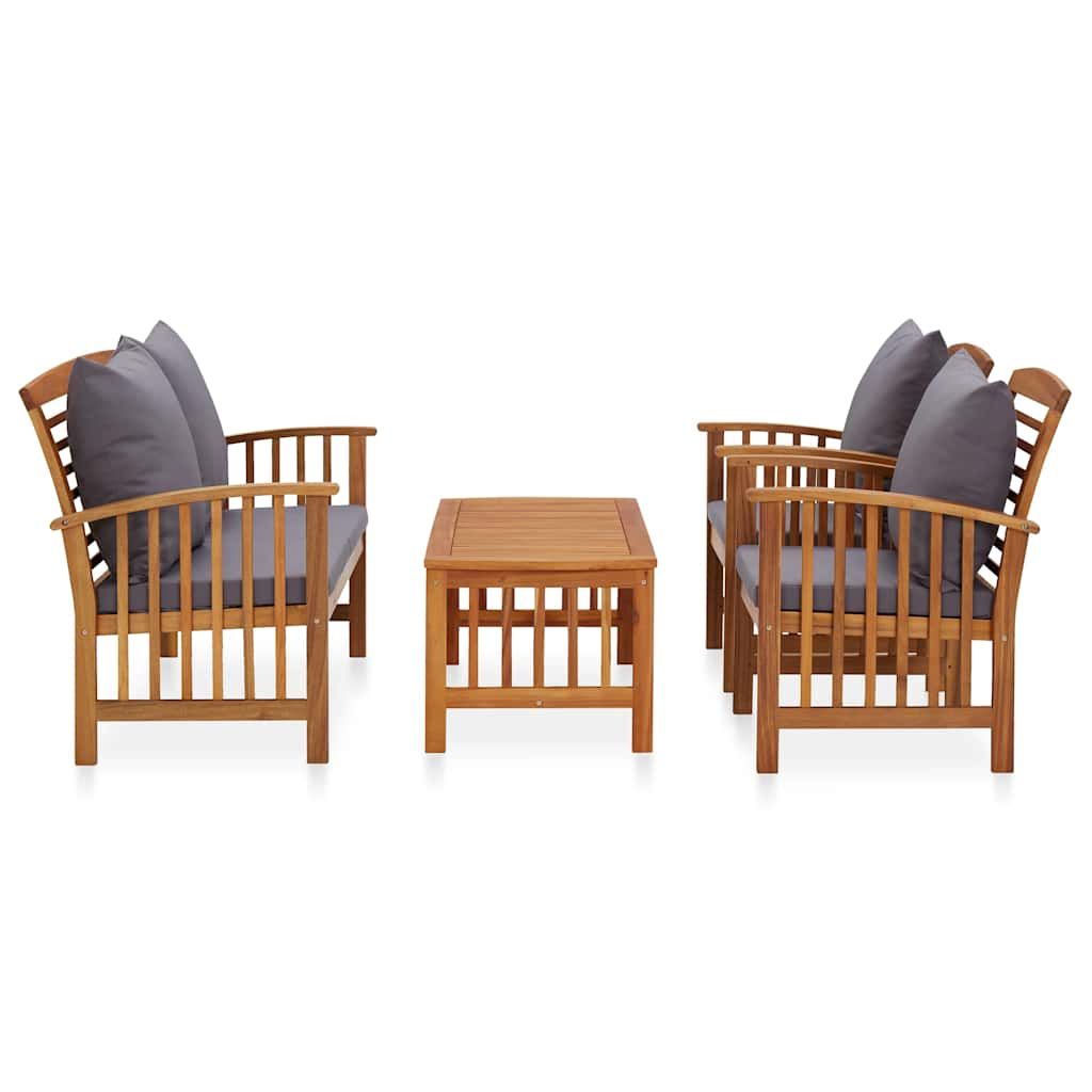 Set Divani da Giardino 4 pz con Cuscini in Massello di Acacia vidaXL