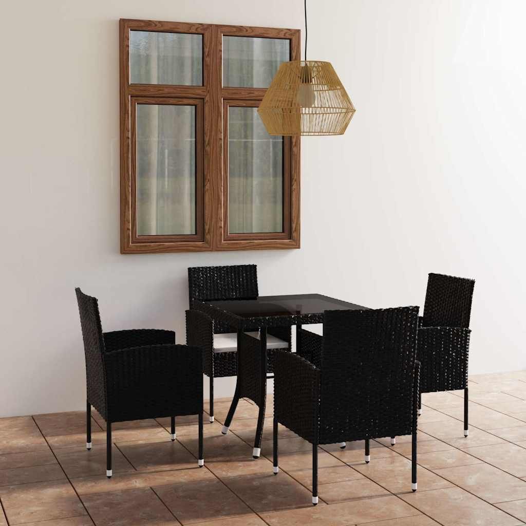 Set Mobili da Pranzo per Giardino 5 pz in Polyrattan Nero vidaXL