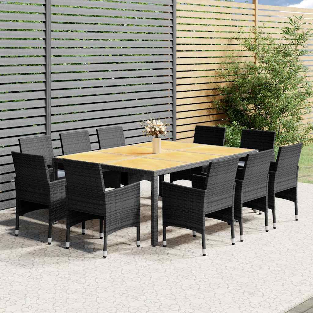 Set Pranzo da Giardino 11pz in Polyrattan Grigio vidaXL