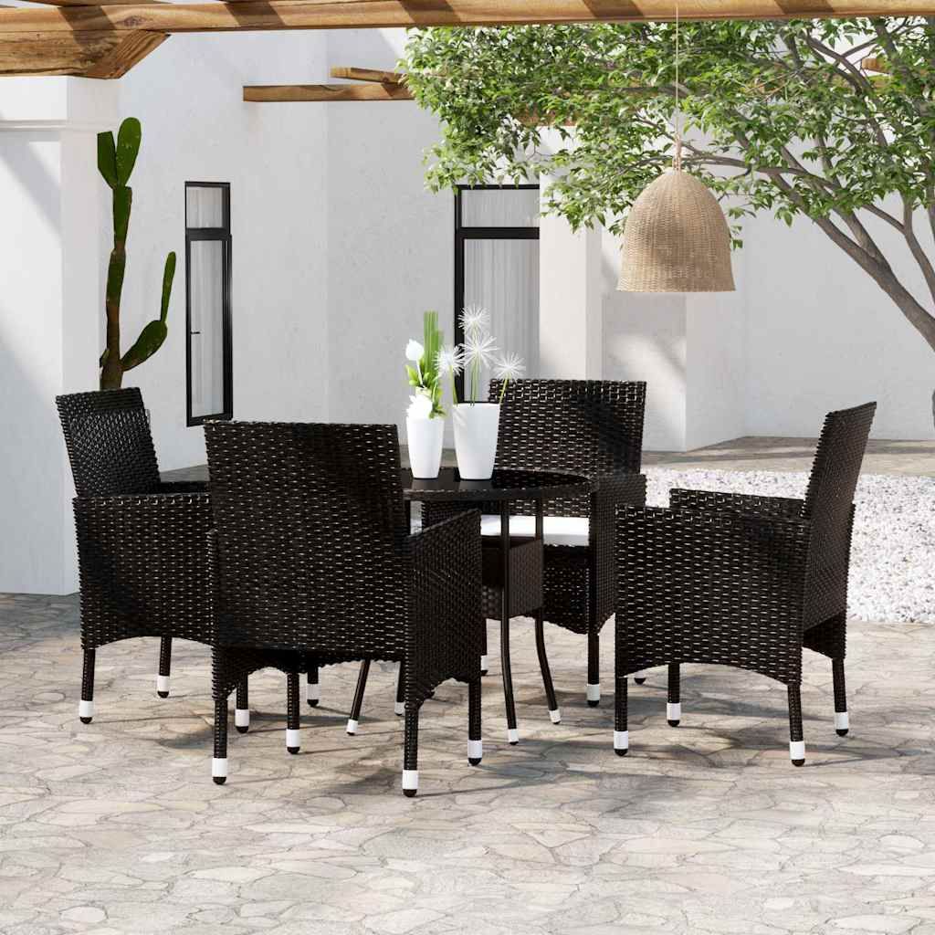 Set da Pranzo per Giardino 5 pz in Polyrattan Nero vidaXL