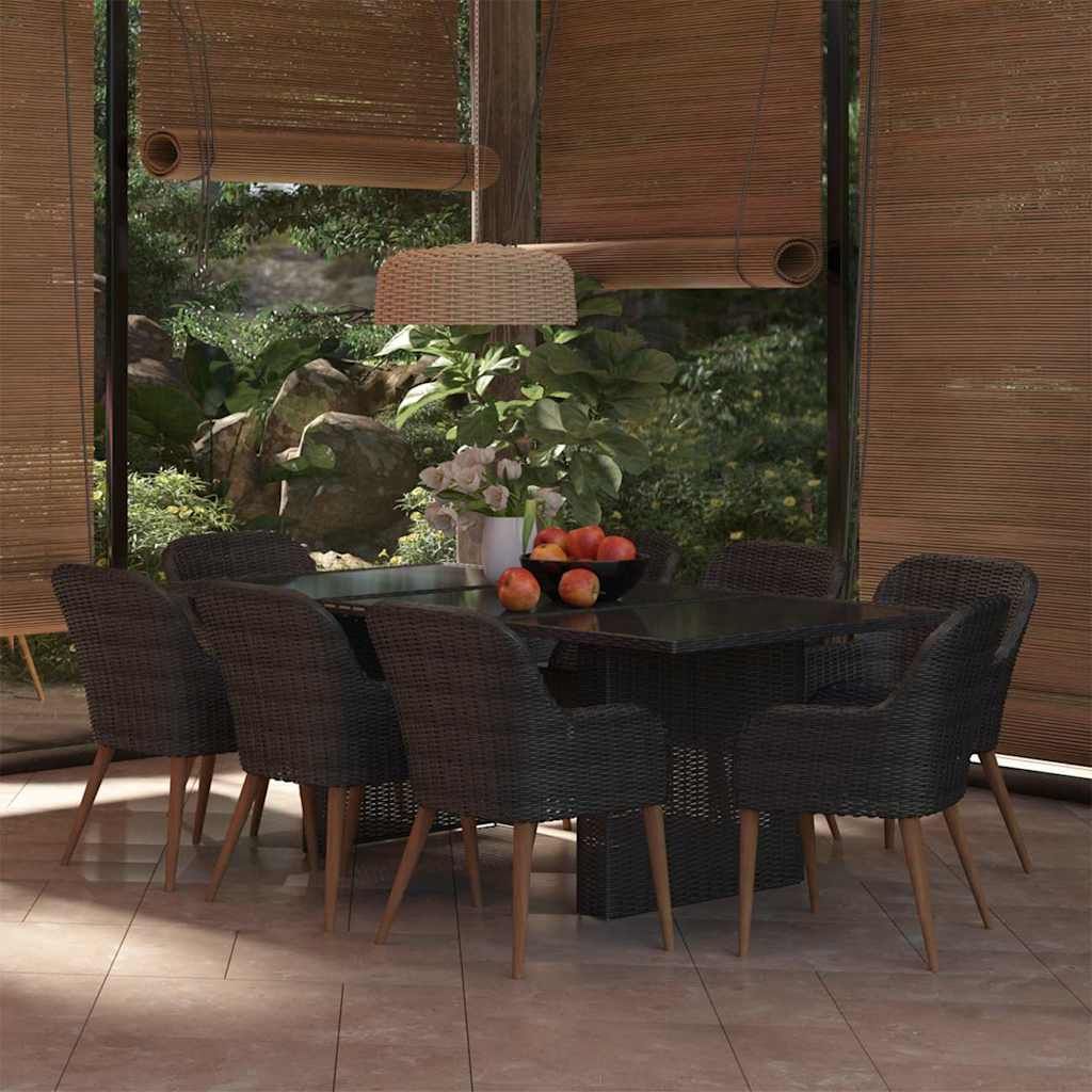 Set da Pranzo da Giardino 9 pz in Polyrattan Nero vidaXL