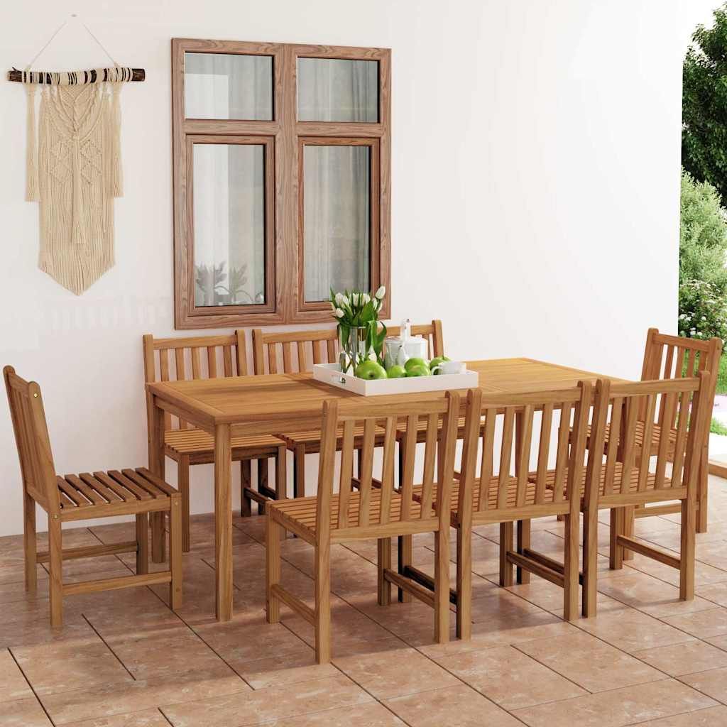 Set da pranzo da giardino 9 pz 180x90 cm in legno massello di teak vidaXL