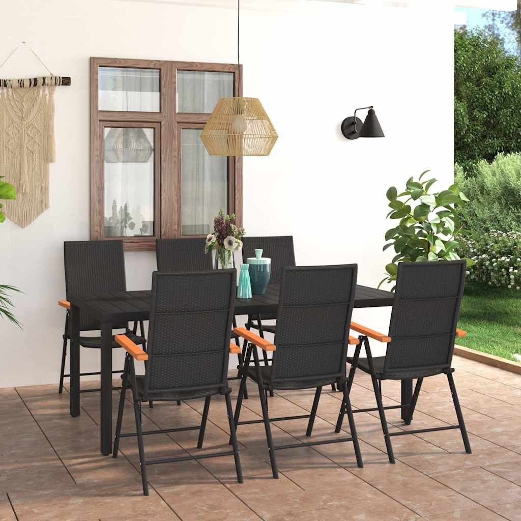 Set da Pranzo da Giardino 7 pz Nero e Marrone vidaXL