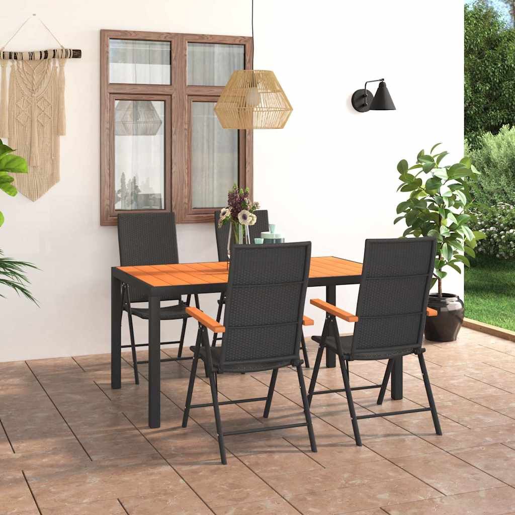 Set da Pranzo da Giardino 5 pz Nero e Marrone vidaXL