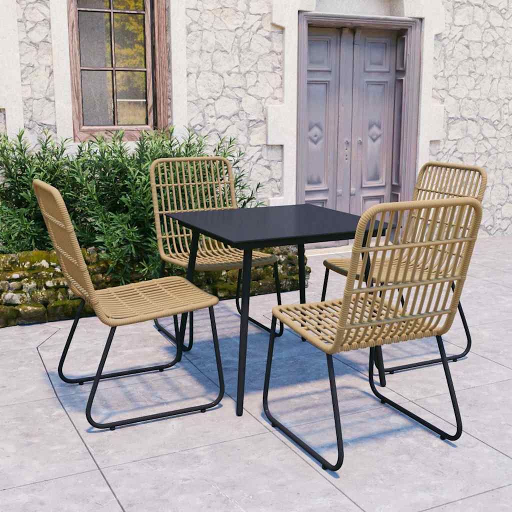 Set da Pranzo da Giardino 5 pz in Polyrattan e Vetro vidaXL
