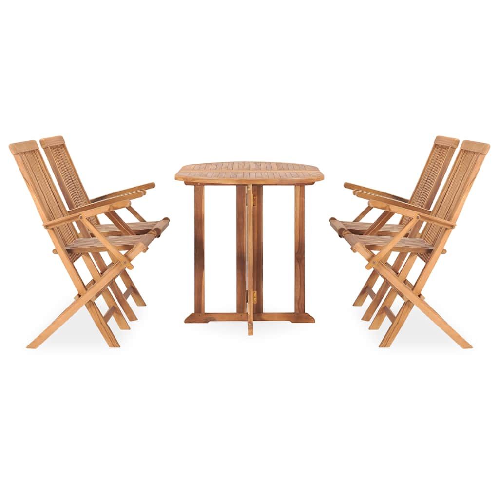 Set da Pranzo da Giardino 5 pz Pieghevole in Massello di Teak vidaXL