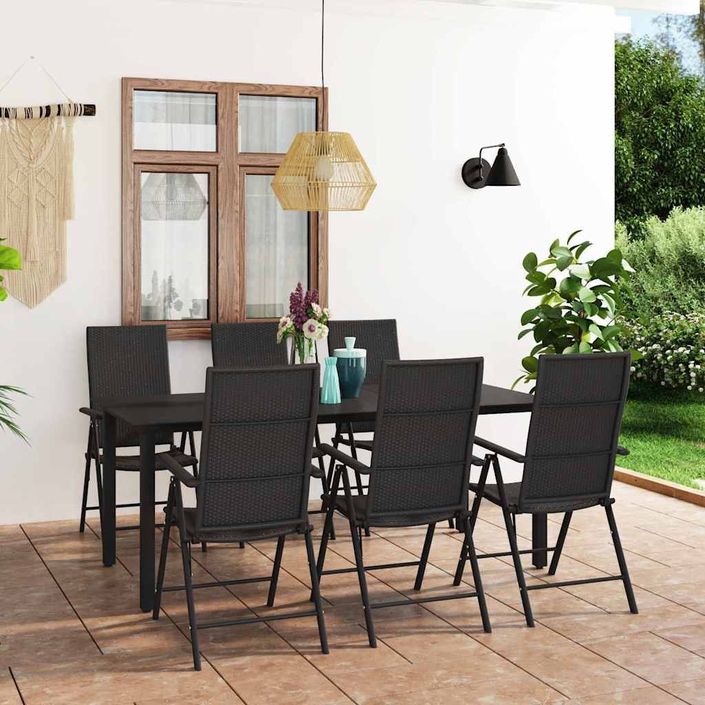 Set da Pranzo da Giardino 7 pz Nero vidaXL
