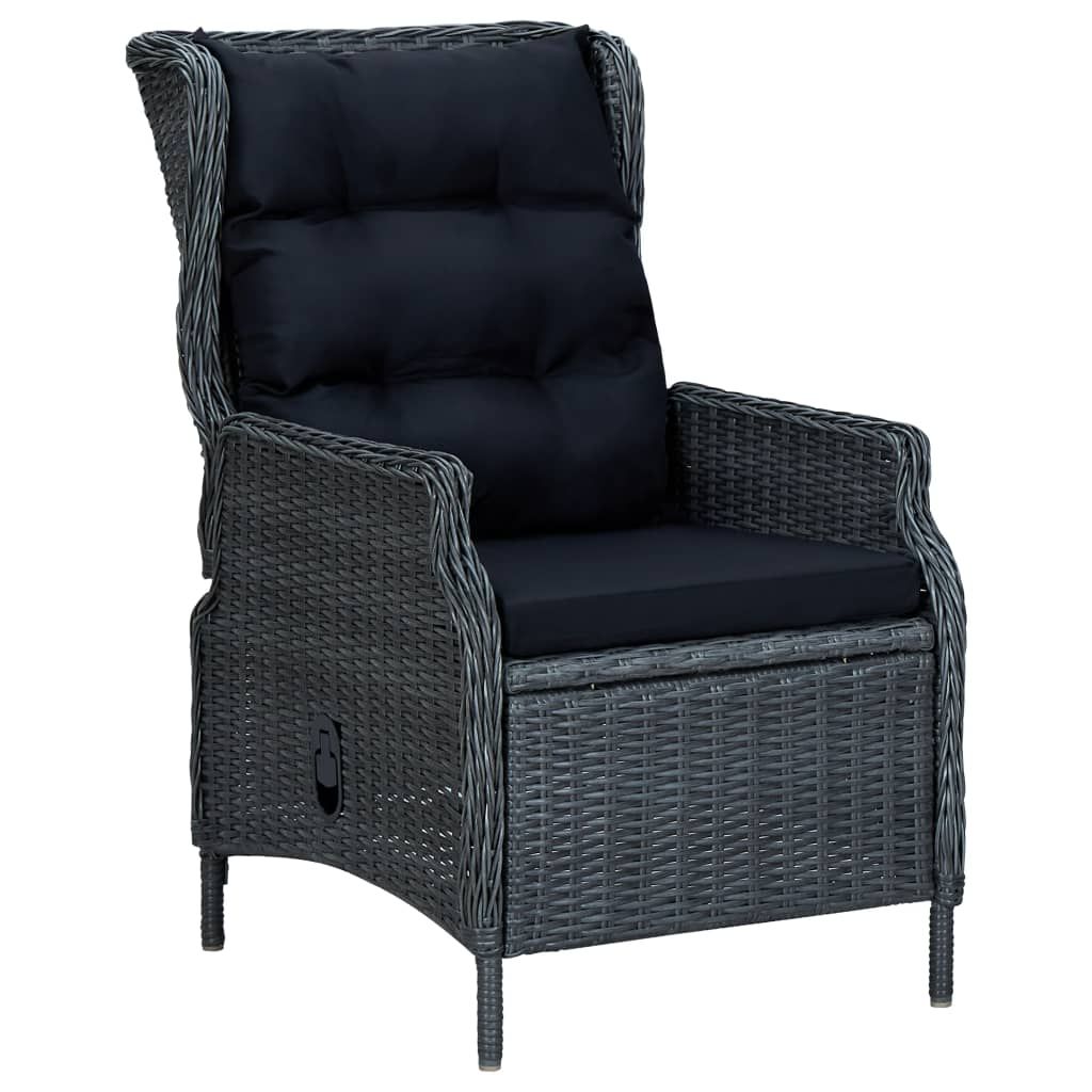 Set da Pranzo da Giardino 9pz e Cuscini Polyrattan Grigio Scuro vidaXL