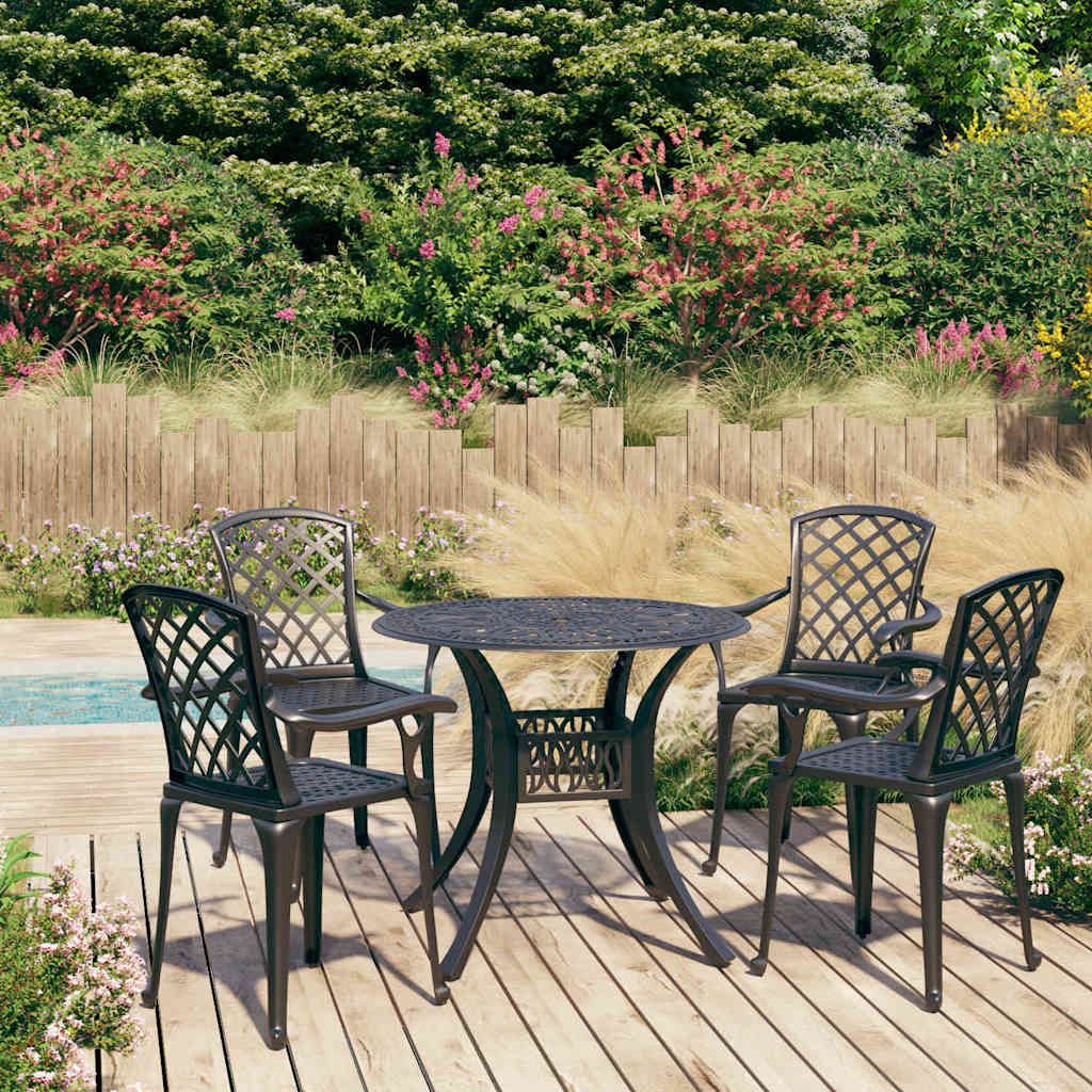Set da Bistrot 5 pz in Alluminio Pressofuso Nero vidaXL