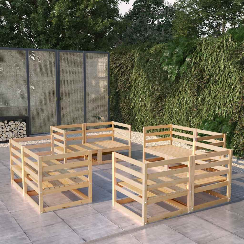 Set Divani da Giardino 8 pz in Legno Massello di Pino vidaXL