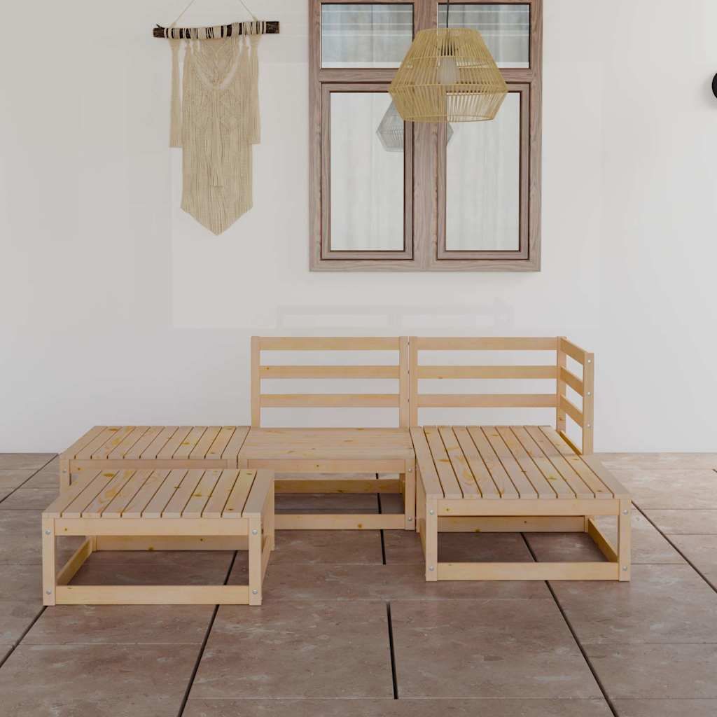 Set Divani da Giardino 5 pz in Legno Massello di Pino vidaXL